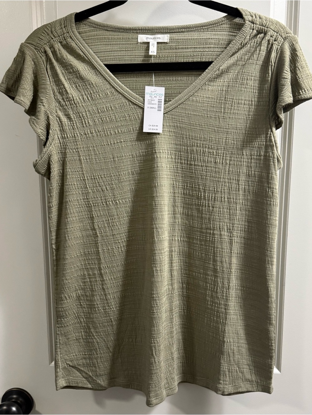 Maurices Olive V-Neck Textured Knit Top size XS NWT
